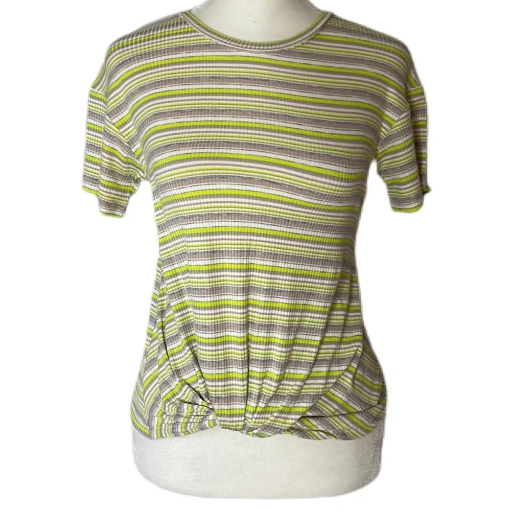 Y2K Style Walking on Sunshine Striped Twist Side Front Top - Picture 2 of 11